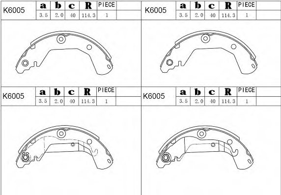 ASIMCO K6005 Brake Shoe Set